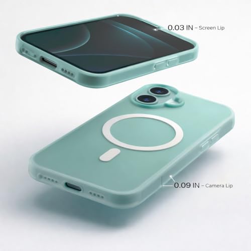 Image of Hupshy iPhone 16 Back Cover with Camera Protection Rings, Kickstand-Matte /Anti, Non-Slip, Camera Glass Protection,Transparent Shockproof Cover for iPhone 16 (Mint)