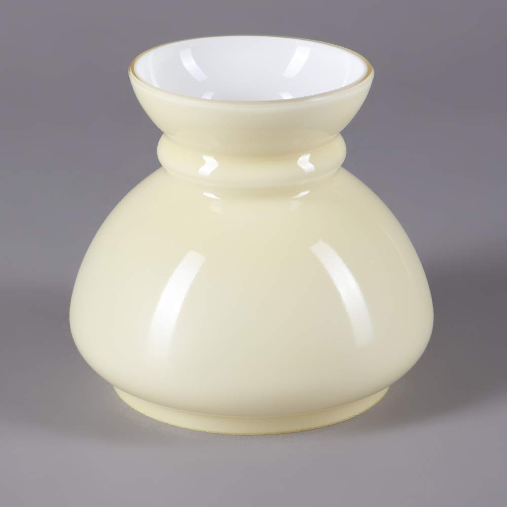 Opalglas-Lampenglas Für Petroleumlampe – Beige, Glänzend, 145mm Durchmesser, Mit Ringauflage