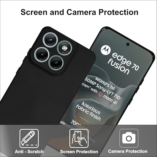 Image of SBMS Silicone Back Cover Case for Motorola Moto Edge 70 Fusion 5G | Soft Micro-Fibre Lining Inside | Camera Protection Bump | Shockproof Back Cover Case for Moto Edge 70 Fusion (Black)
