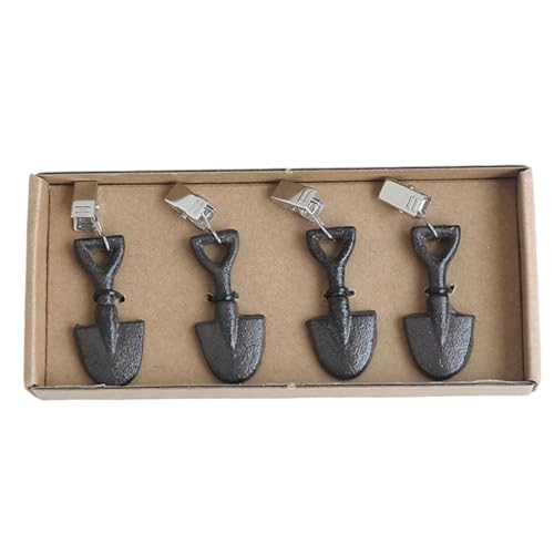 Genérico Pesos para Manteles de Mesas Exteriores - 4 Piezas Colgantes Metálicos Antiviento Alta Resistencia | Pinza Forma Pala para Cubrir Mesas de Picnic - para Jardin Camping Playa Barbacoa