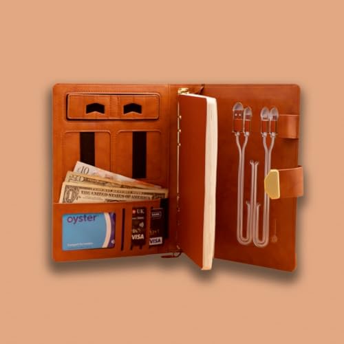 Image of Wireless Powerbook Folder With Wireless Charge Built- (8000 MAH) | Biometric Powerbook Notebook Diary for Girls Men & Women (LIGHT TAN)