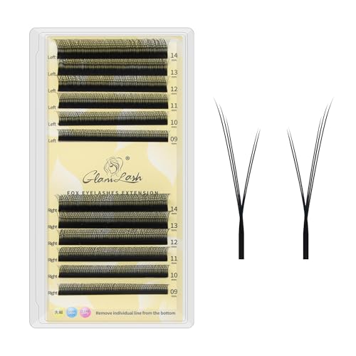 GLAMLASH YY Eyelash Extensions Y Shape Lashes 4D Premade Volume Fans Natural Soft Matte Lashes Professional Supplies(YY,0.07,C,9-14mm,Fox)
