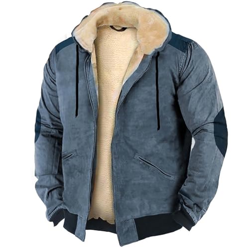 VaiKanhai Chaqueta de algodón para hombre con capucha y cremallera a juego de color rosa, azul, L