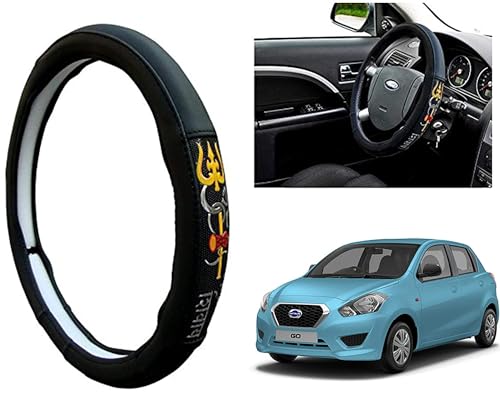 Image of Chromium Om Namah Shivay Car Steering Cover for Datsun GO Pack of 1