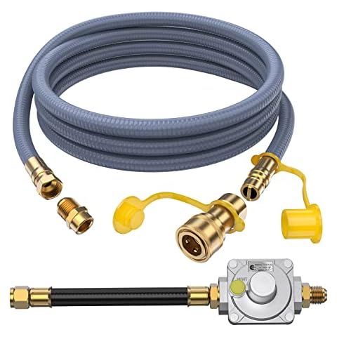 PatioGem 12Feet 1/2 Inch Natural Gas Conversion Kit Compatible with Kitchen-aid Propane Gas Grill Conversion, 710-0003 Natural Gas Hose and Regulator,Gas Grill Conversion Kit for Propane Gas Grill-CSA Cover