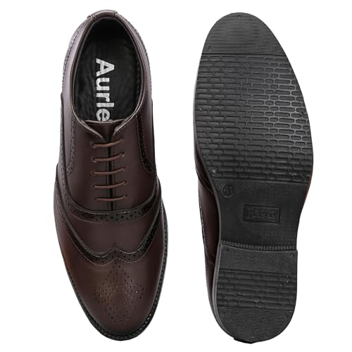 Image of Premium Classic Business Casual Brogue Shoe, Black, Lace-Up Oxford Style, Wingtip Design