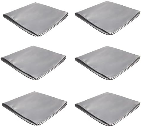 FOMANN Mens Pocket Squares Handkerchief 6 PK Wedding Party Solid Color Handkerchiefs (Silver)