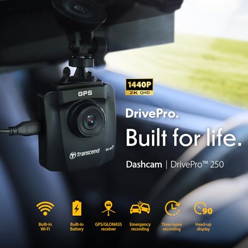 Image of Transcend Dash Cam Front, 2K QHD 1440P Car Camera, 140 Wide-Angle, with Handy Snapshot Button /G-Sensor /Night Vision Loop Recording /Head-Up Display /Wi-Fi GPS GLONASS /ADAS /Parking Mode /Support 1TB Max