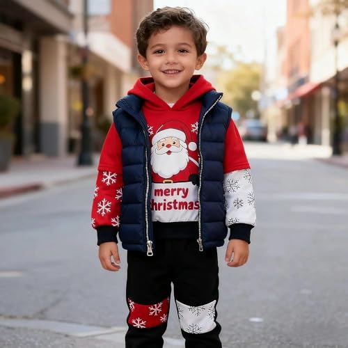 Image of 2-6T Toddler Baby Boy Clothes Color Blocking Hoodies + Pants Fall Winter Outfits