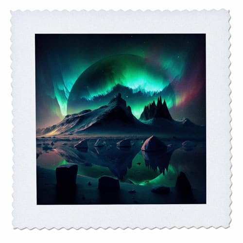 3dRose Anne Marie Baugh - Backgrounds - Aurora Borealis Night Sky - Quilt Squares (qs-382760-1)