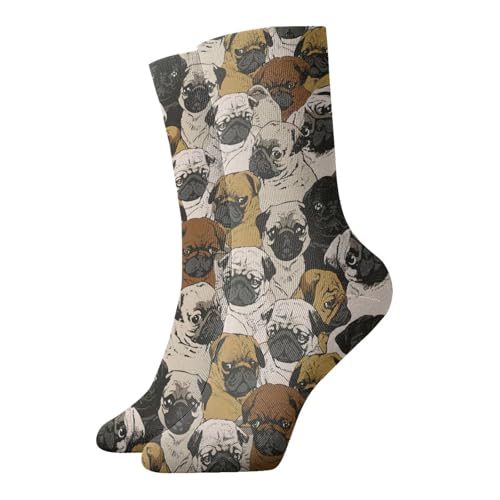 Zcmkjlg Imagen De Pug - Calcetines gruesos y acogedores, calcetines casuales con estampado completo para hombres y mujeres, uso diario en casa
