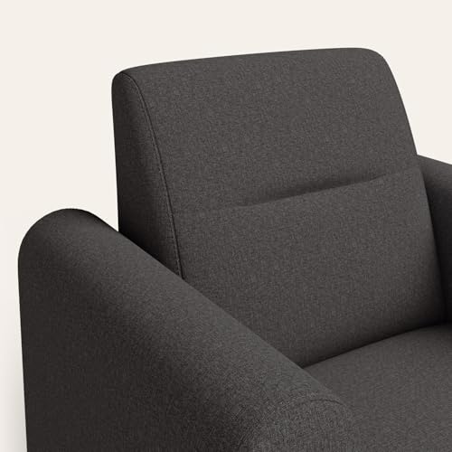 Image of Interio by Godrej Sofa Aspire 1 Seater Fabric Sofa for Living Room, 1-Year Warranty, Solid Wood, Graphite Grey