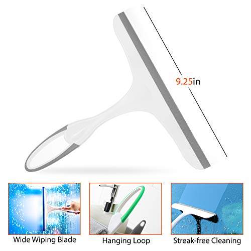 Dilabee Silicone Squeegee For Shower Glass Doors, Window, Car Windshield - 4 Pack - Multi-Purpose Household Cleaning Wiper Tool With Suction Hook - Multicolor #TOP1