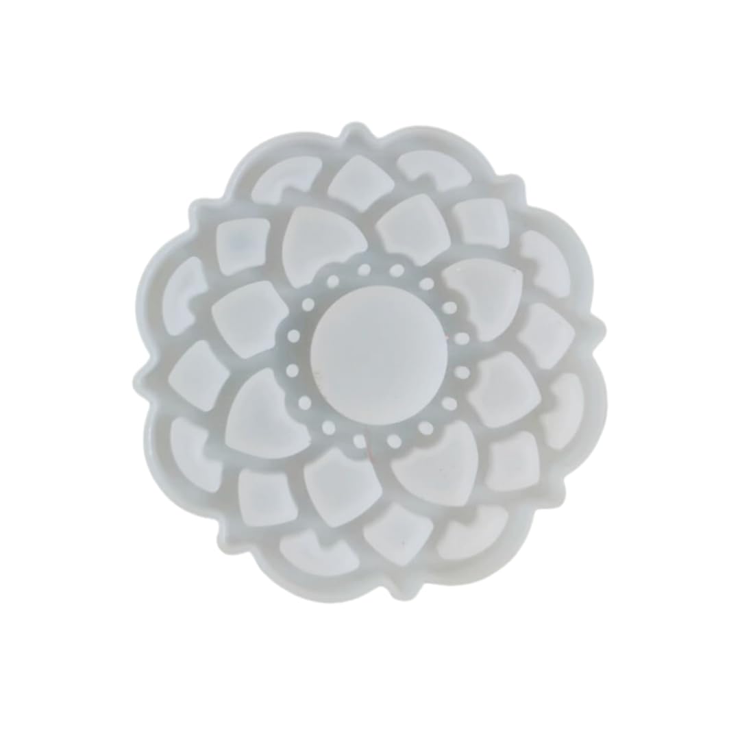 R H LLIFESTYLE Mandala Design Epoxy Resin Casting Tealight Candle Holder Mould Concrete, Cement, Poylmer Casting Mold DIY Diya Candlestick Mold (Lotus)-image-43