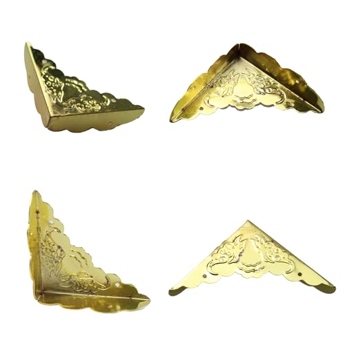 Image of 24Pcs Decorative Metal Box Corner Guard Protectors, 1.6 inch x 1.6 inch Gold Edge Covers for Furniture, Jewelry Boxes, Cabinets