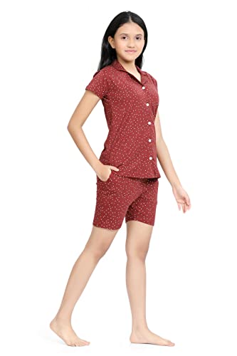 Image of Kids Night Suit for Girls - Cotton Set of Pyjama & T-Shirt Sleepwear - Lightweight & Comfortable Night Wear for Kids