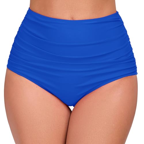 JOYBIK Women’s High Waisted Full Ruched Bikini Swim Bottoms Tummy Control Full Coverage Swimsuit...