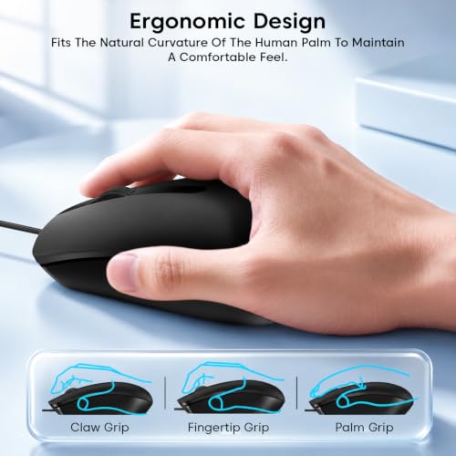 Image of Sounce Carbon M1 Wired USB Mouse with 1200 DPI Optical Tracking, 3 Buttons, Scroll Wheel, 1.5m Cable, Plug & Play, Compact Design for Laptop & PC - Black