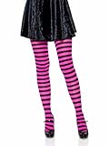 Leg Avenue Women's Nylon Striped Tights, Black/N.Pink, One Size