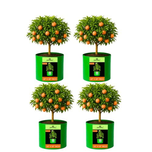 Image of Kingwell grow bags 18x18 inches pack of 4 Grow Bag For Terrace Garden Leafy Vegetable Plant Grow Bags Fruits Growing Containers For terrace Gardening