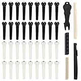 36PCS Acoustic Guitar Bridge Pins with 2PCS Guitar Saddle Nut and Bridge Pin Puller Remover, Guitars Pegs Replacement Parts and Accessories (White + Black)