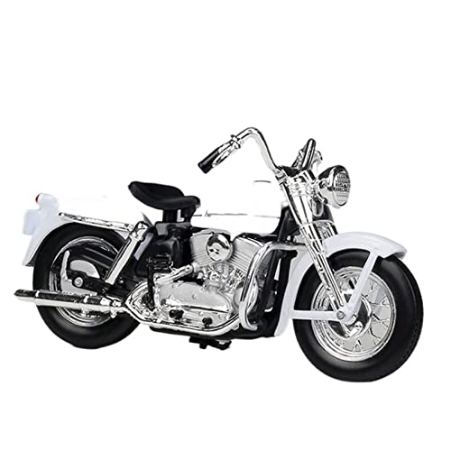 Moto 1:18 Harley-Davidson 1952 K blanche miniature de collection en alliage avec base