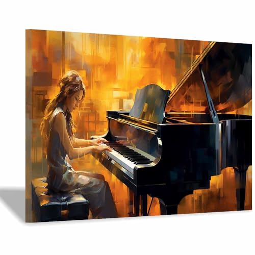 Toile affiche pianiste élégante lueur dorée TERUEA : dites adieu aux murs tristes