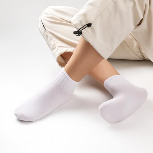 5-Pair Pack Ankle Socks Men Breathable Casual Low Cut Socks for Women Men (White74000)2