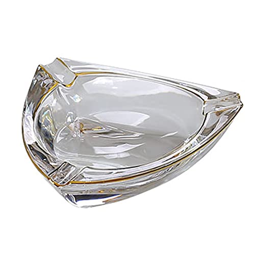 WOTZOV Cenicero Decorativo para el hogar, de Vidrio Transparente, Triangular, para Exteriores, de 6,9 x 2 Pulgadas, para Fumadores.