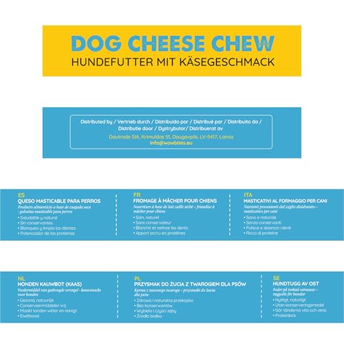 WOW BITES Premium Kaukäse für Hunde – Langer Kauspaß aus natürlicher Milch – Kaukäse Hundeknochen - Mittel Käsestangen – (225 g, 3er Pack, M)