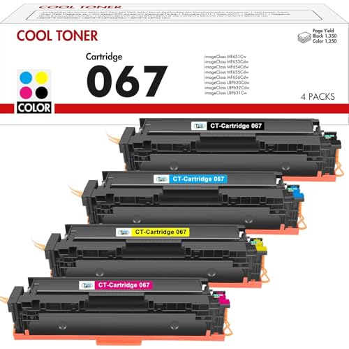 067 067H Toner Cartridge Set: Compatible for Canon 067 067H i-SENSYS MF655Cdw MF657Cdw MF651Cw LBP631Cw LBP632Cdw LBP633Cdw MF656Cdw MF653Cdw MF654Cdw 4 Packs ( Black Cyan Yellow Magenta )