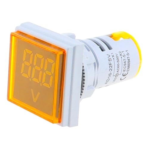 交流電圧表示デジタルLED電圧計 スクエアLEDデジタル電圧計&電流計電圧計電流計AC 60-500V 0-100A D18(Yellow)
