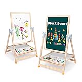 Kids Art Easel with Magnetic Chalkboard and Other Accessories for Kids,Toddlers (Modern-Wood)
