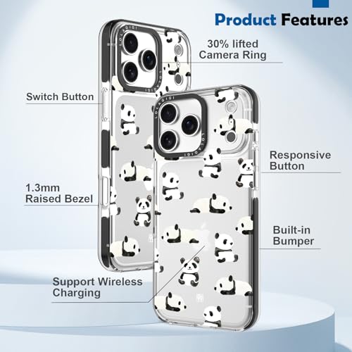 LOLAGIGI for iPhone 17 Pro Max Case for Women, Clear Cute Panda Cartoon Art Animal Print Girly Design Kawaii Aesthetic Soft TPU Phone Case (6.9") by LOLAGIGI - Used condition - Image 4