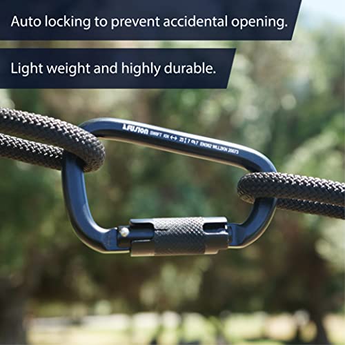 Fusion Climb Auto Lock Modified D Shape Aluminum Carabiner, Uiaa Certified, Heavy Duty For Camping, Hiking, Outdoor And Gym (Fp-8106-2-Blk) #TOP3
