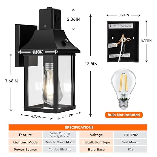 HIHUOS Porch Light Outside Lights Fixture Wall Mount