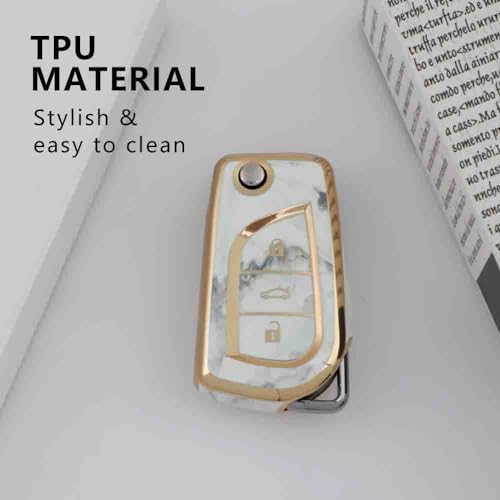 Image of Keyzone TPU Key Cover Compatible for Toyota Innova Crysta, Corolla Altis flip Key (Marble)