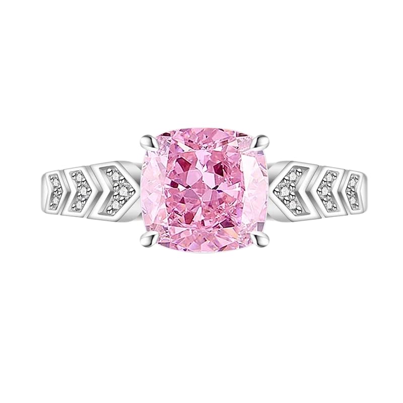 Anillos De Mujer, Anillo Solitario Ice Cut Cushion Para Mujer, Anillo De Compromiso O Boda Para Ella, Zafiro, Esmeralda, Amatista, Rubí, Banda De Diamantes Simulados, Joyería De Cóctel, Regalo Con