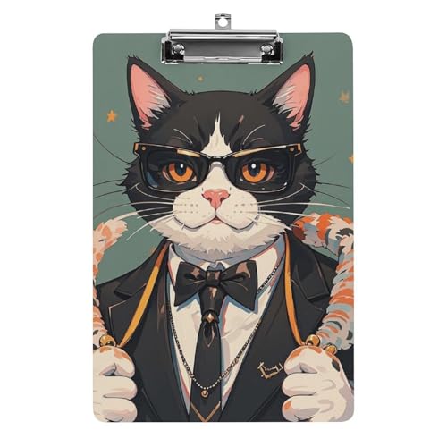 Porte-bloc acrylique A4 bureau et réunions motif chat Cool Rich