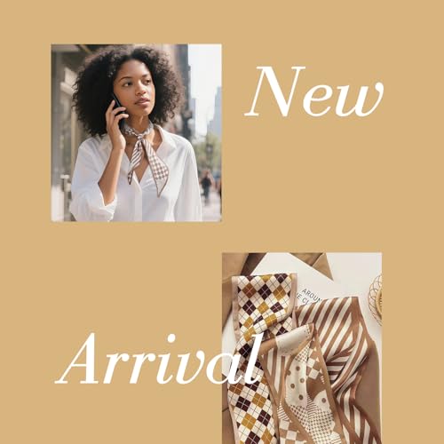 5PCS Purse Scarf Handbags for Women, Satin Scarf for Bag Lightweight Skinny Twill Boho Headbands for Women Stylish Hair Accessories3