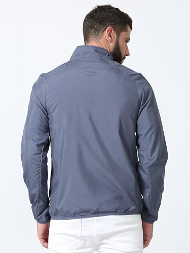 Image of CNMN Men's Polyester Biker Jacket - Single Layer, Light Weight, Two Zipper Pocket, All Year Wear, Breathable, UV Protection