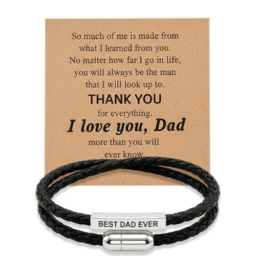 Zilaro Gifts Bracelet for Dad - Dad Bracelet Leather and Stainless Steel Gifts for Man Perfect Christmas Birthday & Fathers Day Presents from Daughter & Son Fathers Day Bracelet Personalised