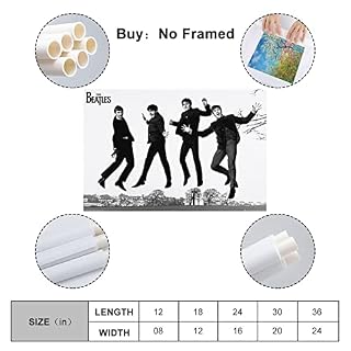 JABURU Beatles Poster décoratif sur toile pour chambre à coucher – Noir et blanc – 30 x 45 cm - Les Beatles, Paul McCartney, John Lennon, RIngo Starr, George Harrison JABURU Beatles Poster décoratif sur toile pour chambre à coucher - Noir et blanc - 30 x 45 cm – Image 2