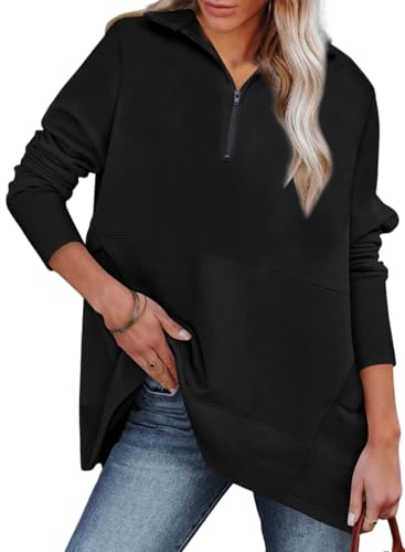 Dokotoo Womens Oversized Half Zip Pullover Sweatshirt for Women