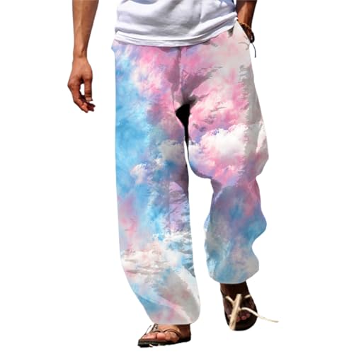 Tie Dye Lounge Pajama Pants For Men Baggy Stretchy Waisted Hip Hop Sweatpants Wide Leg Drawstring Highstreet Trousers