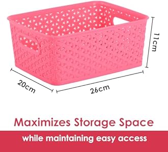 Kuber Industries Polypropylene Pack of 3 Multipurpose Storage Baskets with Lid for Organizing Home & Office,H1,Storage Box/Tray,Ideal for Kitchen,Bathroom,Clothes,Makeup & Stationery,Multicolor