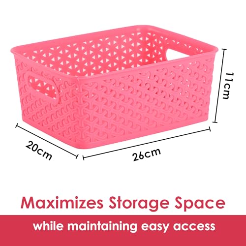 Kuber Industries Polypropylene Pack of 3 Multipurpose Storage Baskets with Lid for Organizing Home & Office,H1,Storage Box/Tray,Ideal for Kitchen,Bathroom,Clothes,Makeup & Stationery,Multicolor