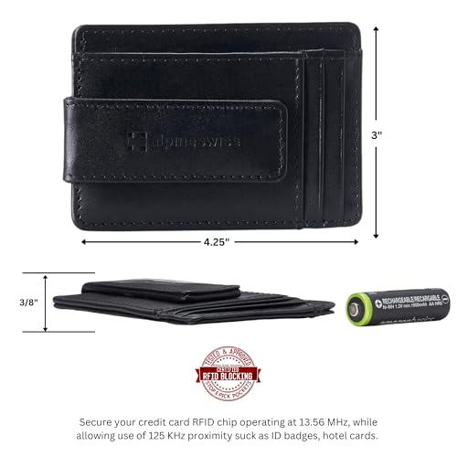 Alpine Swiss Harper Mens RFID Slim Money Clip Front Pocket Wallet Minimalist Leather ID Card Holder Smooth Finish Black - Thumbnail 3
