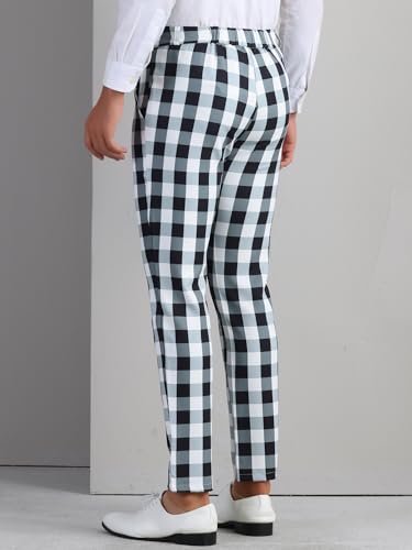 Lars Amadeus Gingham Plaid Pants for Men's Flat Front Trousers Business Tartan Dress Pants3