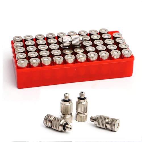 LKYJD Brass Misting Nozzles Replacement Heads for Outdoor Cooling System, 80pcs High Pressure Atomizing Misting Sprayer for Patio Lawn, Landscaping, Dust Control, 10/24 UNC(Silver,0.3mm)